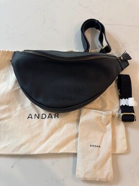 NWOT Andar Tatum Togo Leather Black with Matching Leather Strap